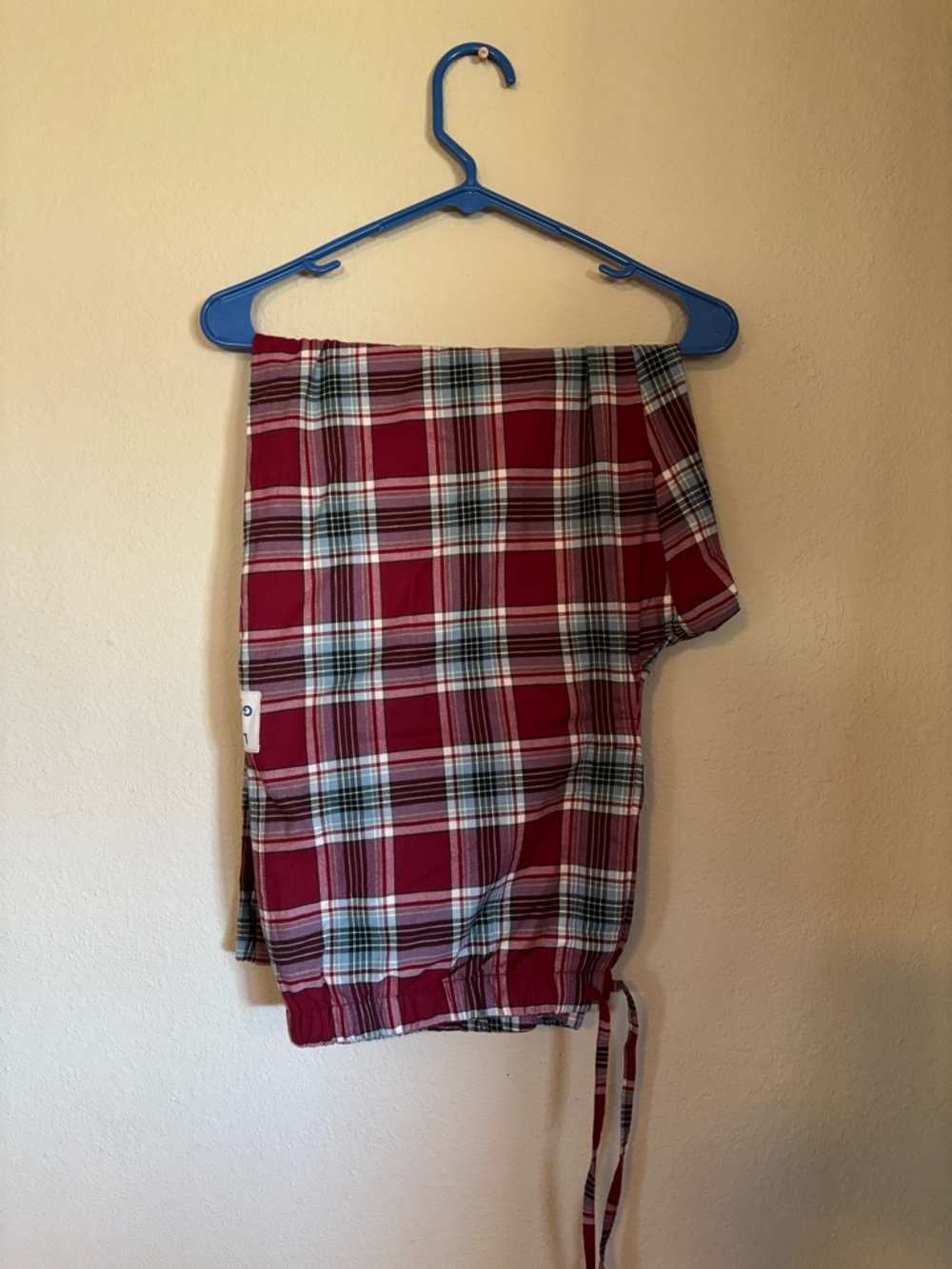 Life Is Good Red and Light Blue Plaid Pajama Bottoms